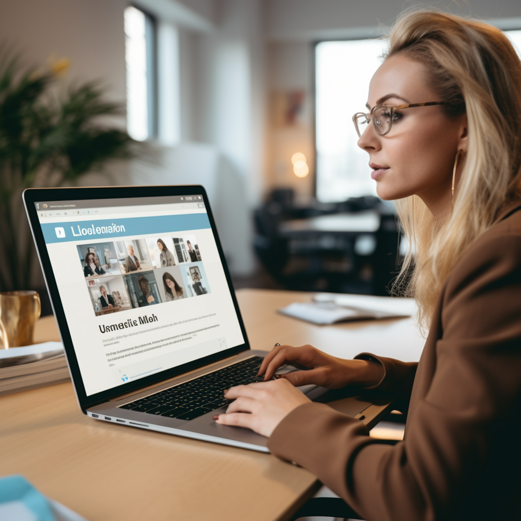 A woman doing B2B lead generation in her office